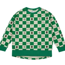 Comic Book Check Relaxed Fit Sweatshirt in True Green by Beau Loves - Last One In Stock - 4-5 Years