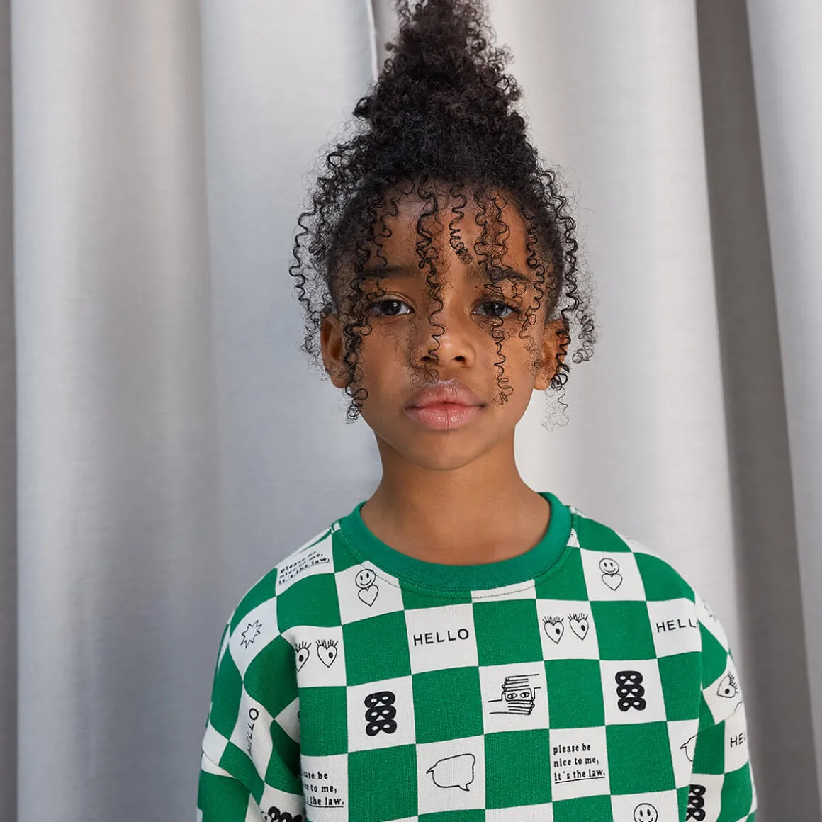Comic Book Check Relaxed Fit Sweatshirt in True Green by Beau Loves - Last One In Stock - 4-5 Years