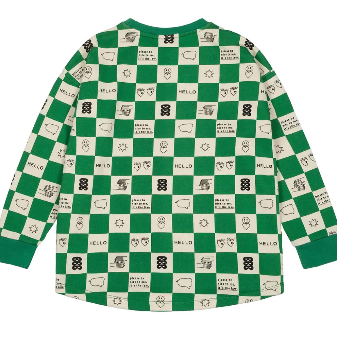 Comic Book Check Relaxed Fit Sweatshirt in True Green by Beau Loves - Last One In Stock - 4-5 Years