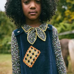 Corduroy Patchwork Freda Dress in Ink by Misha & Puff - Last Ones In Stock - 5-8 Years
