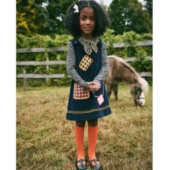 Corduroy Patchwork Freda Dress in Ink by Misha & Puff - Last Ones In Stock - 5-8 Years
