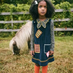 Corduroy Patchwork Freda Dress in Ink by Misha & Puff - Last Ones In Stock - 5-8 Years