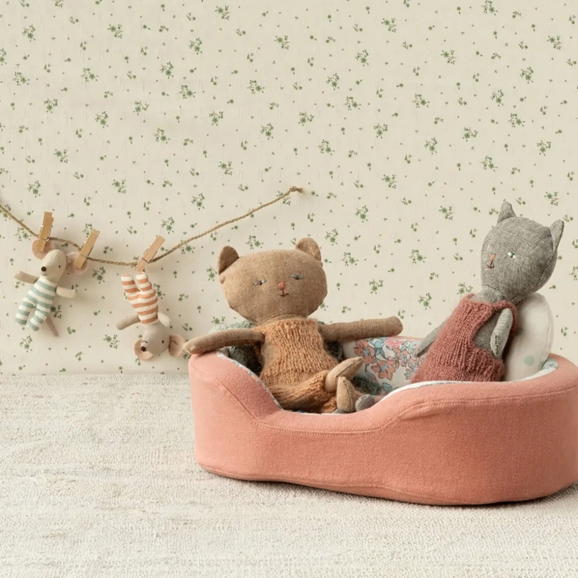 Cosy Basket (Small) in Coral by Maileg