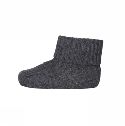 Cotton Rib Ankle Socks in Dark Grey Melange by MP Denmark
