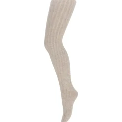 Cotton Rib Tights in Beige Melange by MP Denmark