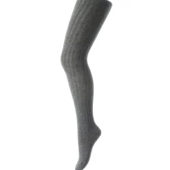 Cotton Rib Tights in Dark Grey Melange by MP Denmark