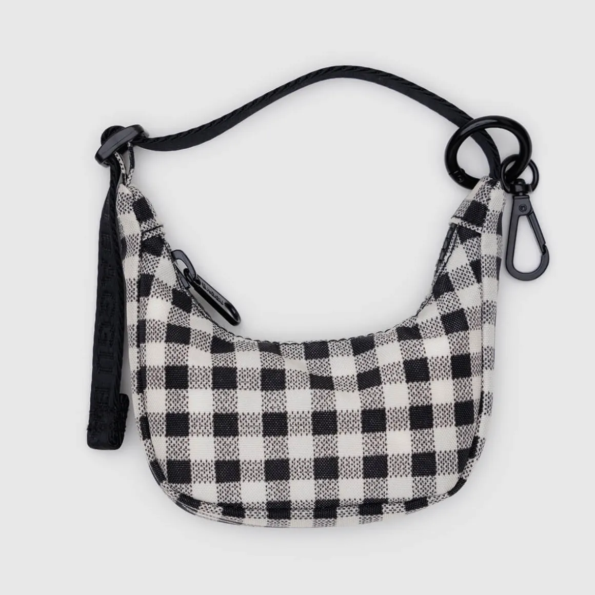 Crescent Bag Charm in Black and White Gingham by Baggu