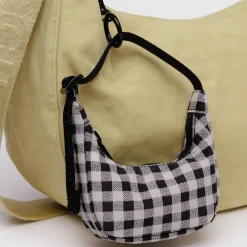 Crescent Bag Charm in Black and White Gingham by Baggu