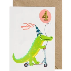 Crocodile Embroidered Age Card by Petra Boase - Age 4