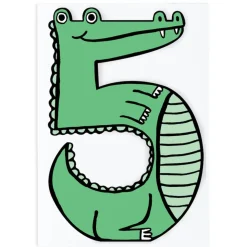 Crocodile 5th Birthday Number Greetings Card by Alice Bowsher for Wrap