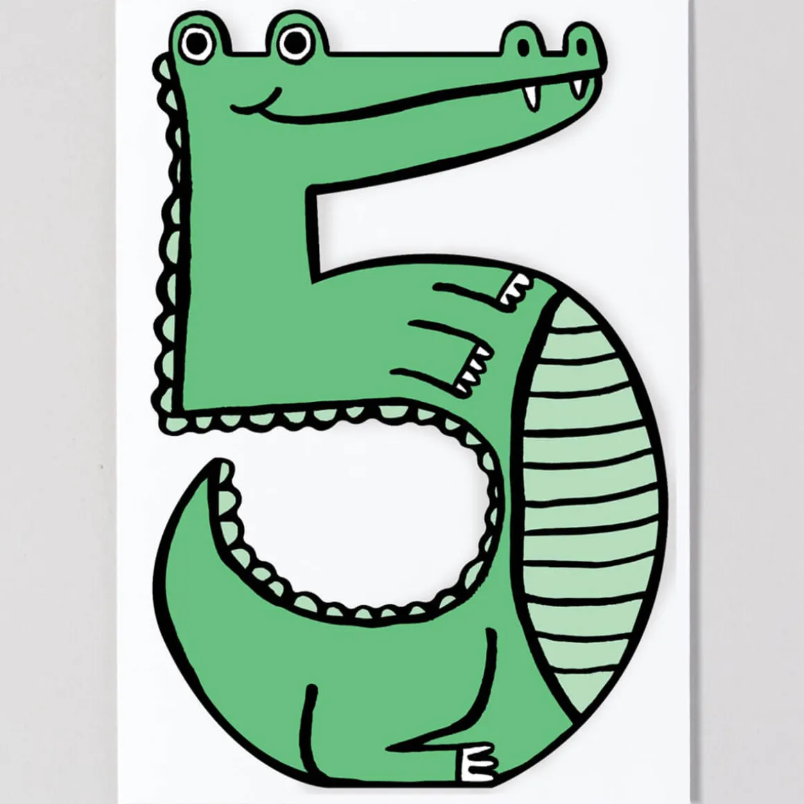 Crocodile 5th Birthday Number Greetings Card by Alice Bowsher for Wrap