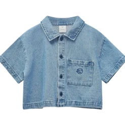 Crop Day Shirt in Mid Bleach Wash by Wynken