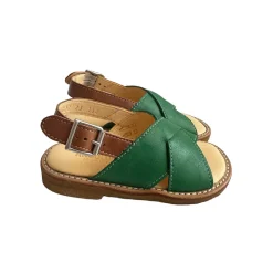 Cross Over Strap Sandals in Grass Green by Angulus