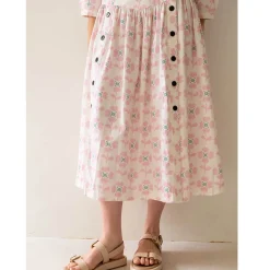 Cross Stitch Flowers Buttoned Skirt by The Tiny Big Sister