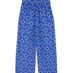 Cross Stitch Flowers Trousers in Ultramarine by The Tiny Big Sister - Last One In Stock - EUR 34 (UK 6)