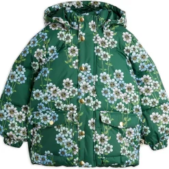 Daisies AOP Hooded Puffer Jacket in Green by Mini Rodini