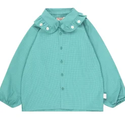 Daisy Frill Collar Shirt in Dark Emerald by Tinycottons