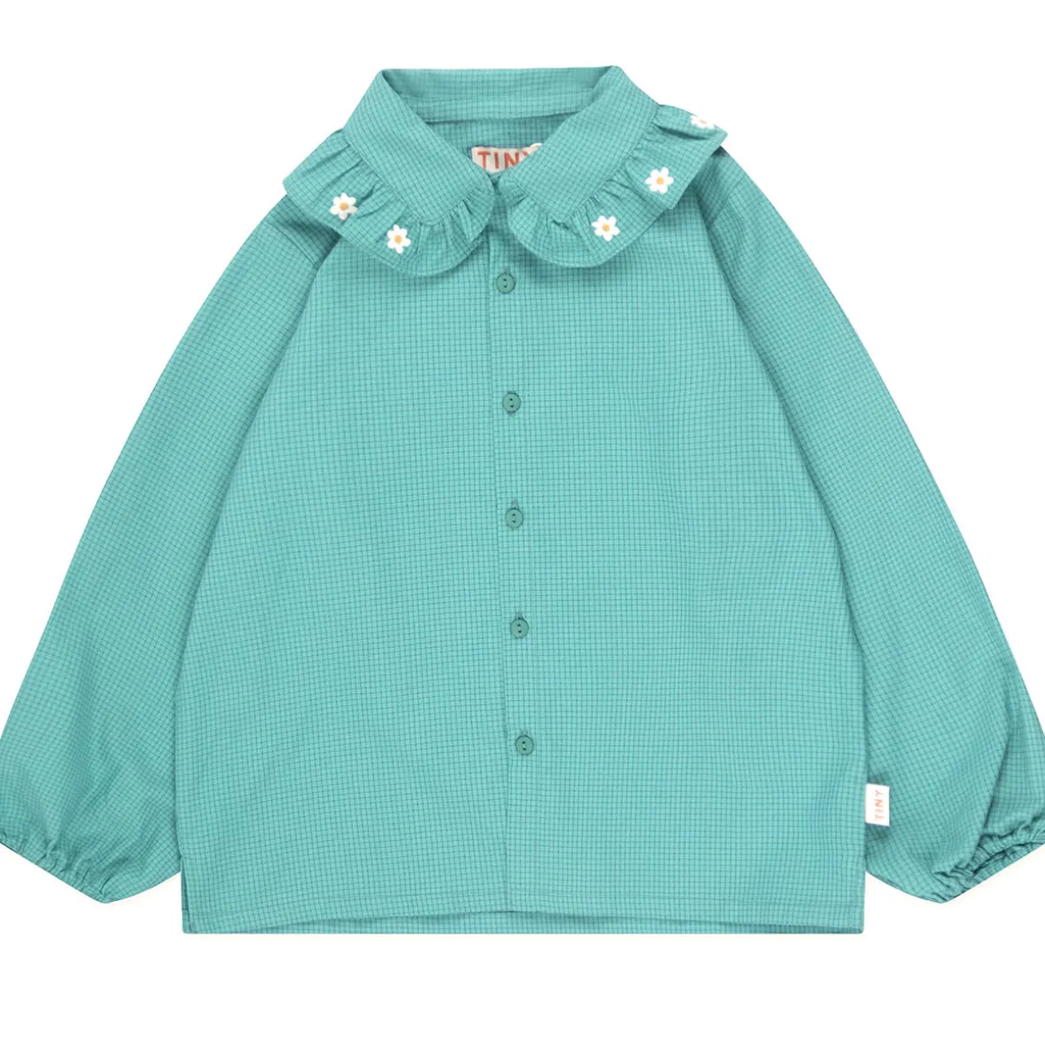 Daisy Frill Collar Shirt in Dark Emerald by Tinycottons