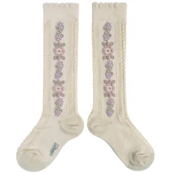Dalia Jacquard Flower Knee High Socks in Doux Agneaux by Collegien