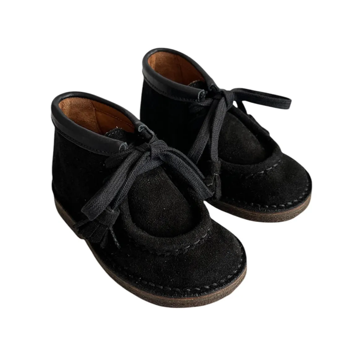 Dani Lace Up Shoes With Tassels in Black Suede by PèPè