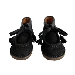 Dani Lace Up Shoes With Tassels in Black Suede by PèPè