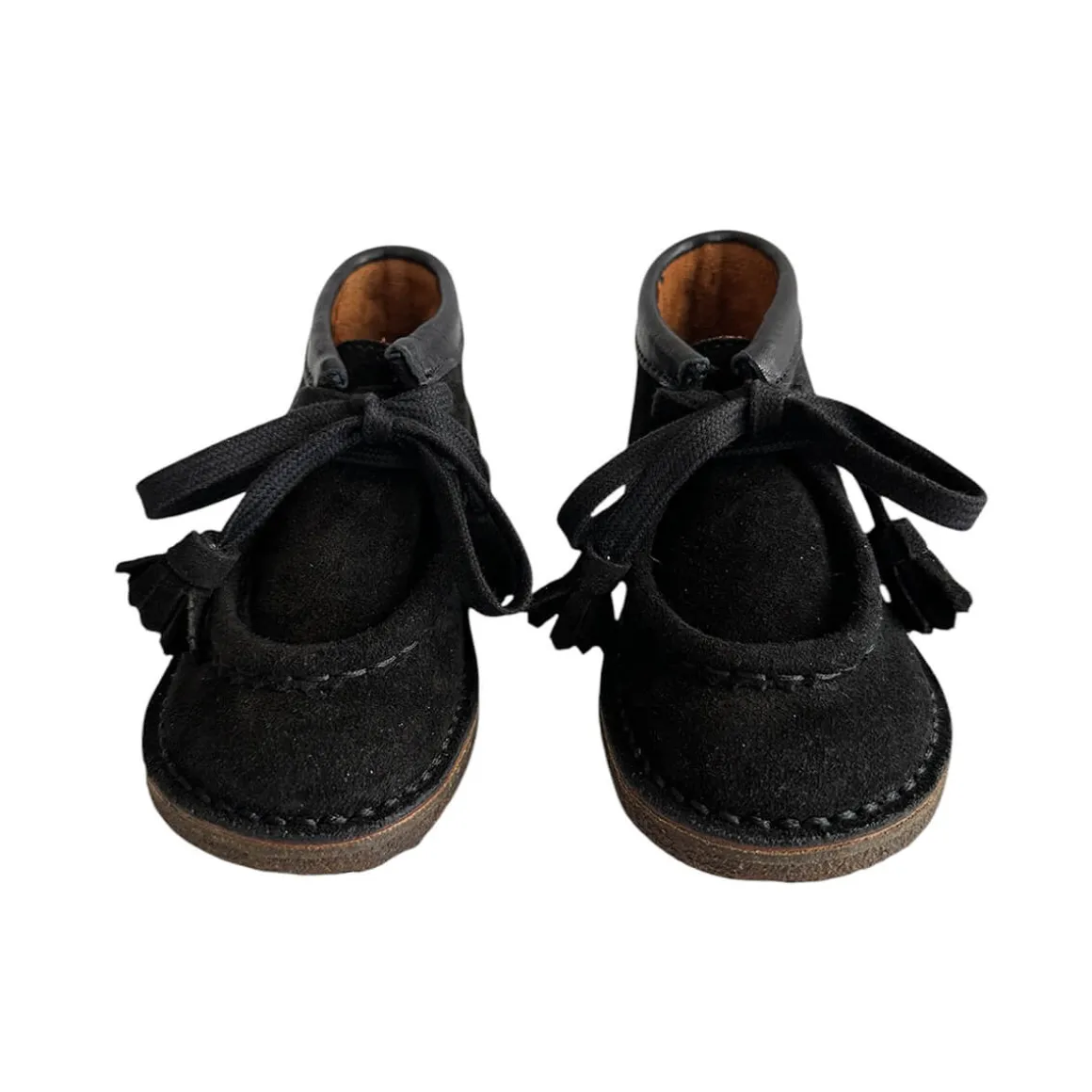 Dani Lace Up Shoes With Tassels in Black Suede by PèPè