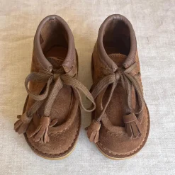Dani Lace Up Shoes With Tassels in Caffe Suede by PèPè