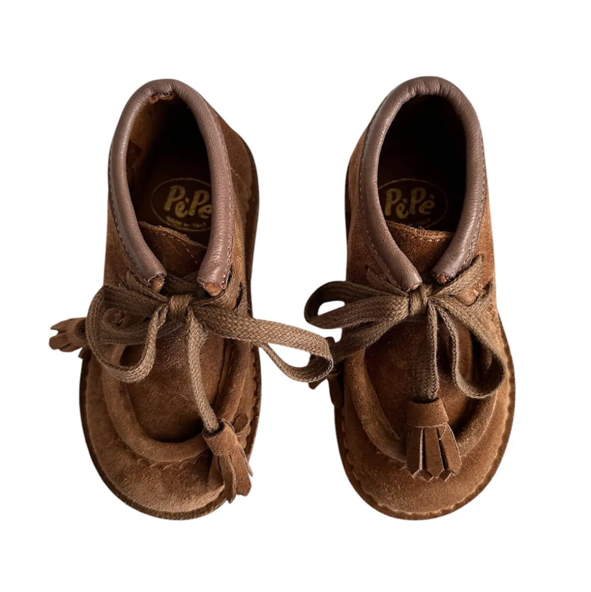 Dani Lace Up Shoes With Tassels in Caffe Suede by PèPè