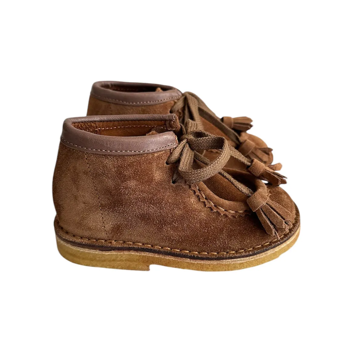 Dani Lace Up Shoes With Tassels in Caffe Suede by PèPè