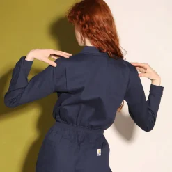 Danny Long Sleeve Stretch Drill Boilersuit in Navy by L.F.Markey - Last Ones In Stock - UK 10-12