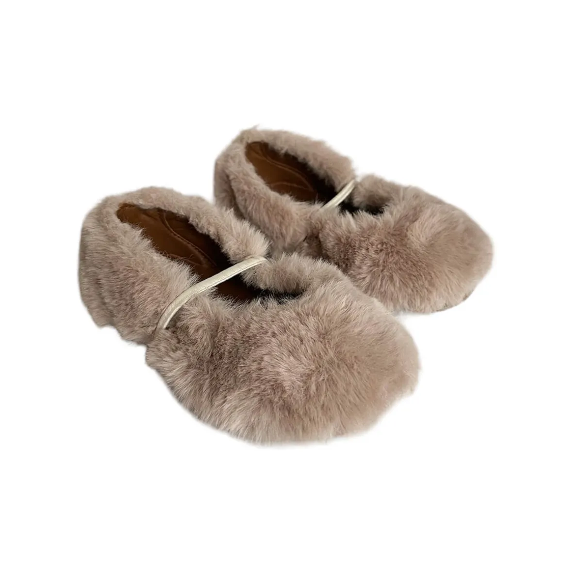 Darlyn Faux Fur Ballet Slippers in Ivanka Beige by PèPè - Last Ones In Stock - 30-32 EUR