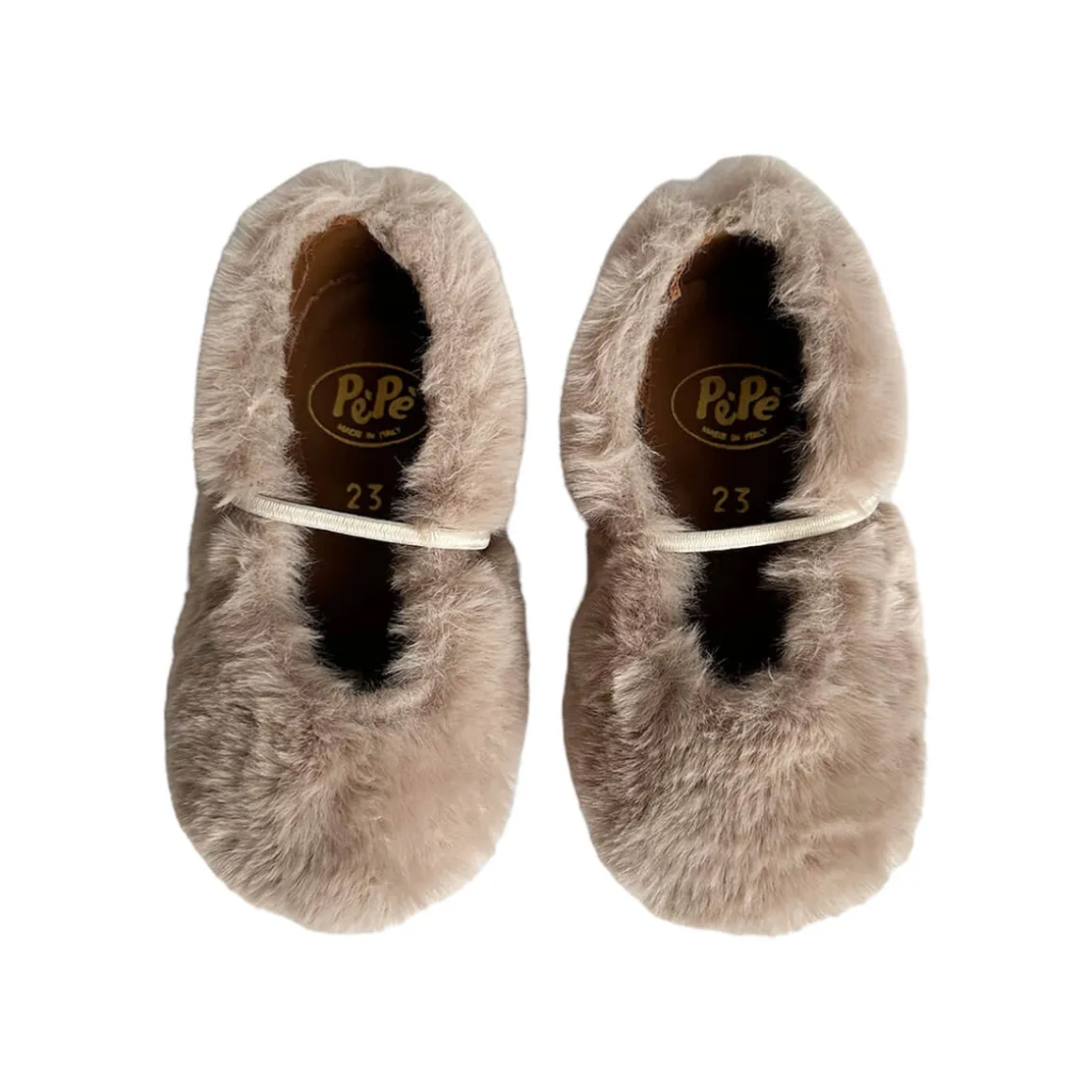 Darlyn Faux Fur Ballet Slippers in Ivanka Beige by PèPè - Last Ones In Stock - 30-32 EUR