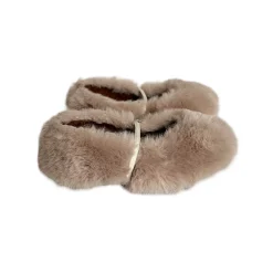 Darlyn Faux Fur Ballet Slippers in Ivanka Beige by PèPè - Last Ones In Stock - 30-32 EUR