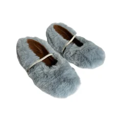 Darlyn Faux Fur Ballet Slippers in Ivanka Celeste by PèPè