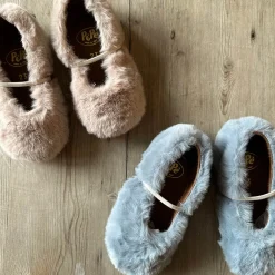 Darlyn Faux Fur Ballet Slippers in Ivanka Celeste by PèPè