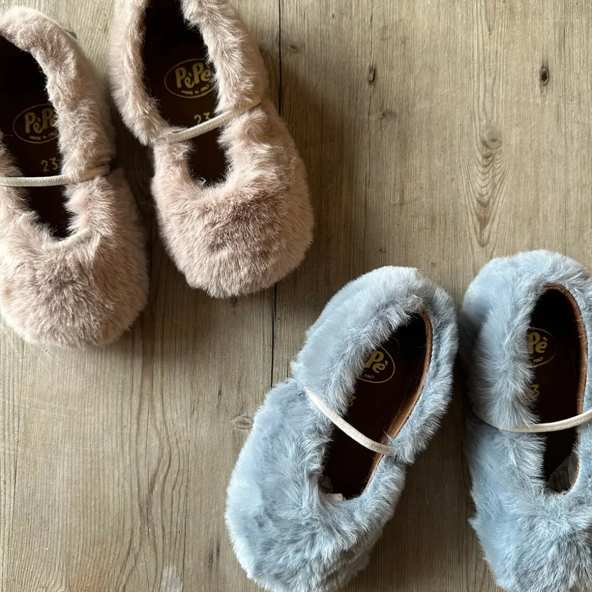 Darlyn Faux Fur Ballet Slippers in Ivanka Celeste by PèPè