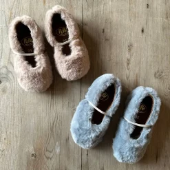 Darlyn Faux Fur Ballet Slippers in Ivanka Celeste by PèPè