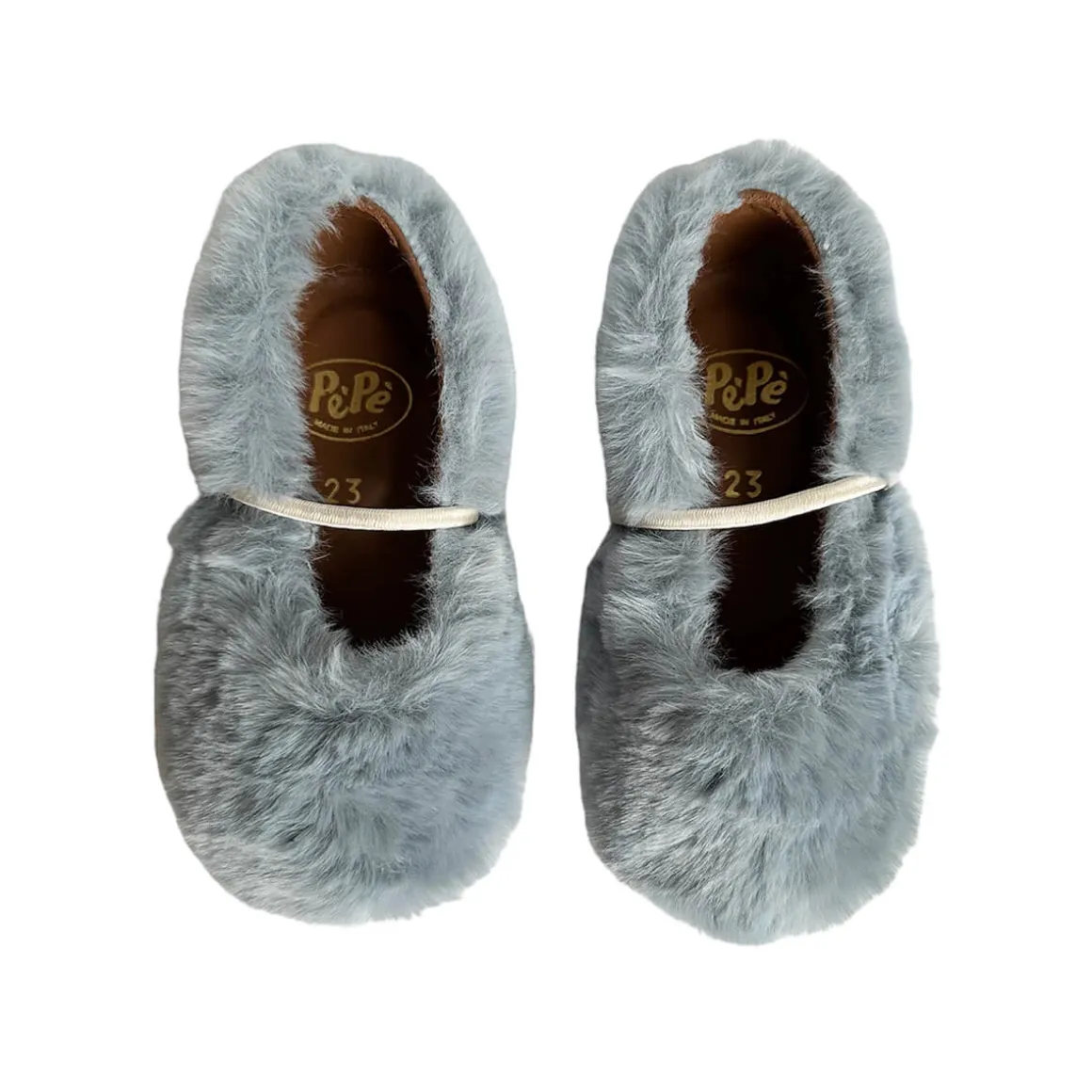 Darlyn Faux Fur Ballet Slippers in Ivanka Celeste by PèPè