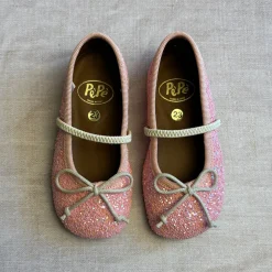 Darlyn Glitter Ballet Slippers in Salmon Pink by PèPè