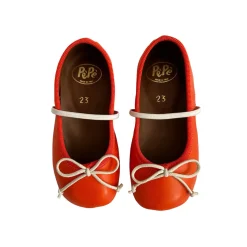 Darlyn Leather Ballet Slippers in Mandarin Red by PèPè