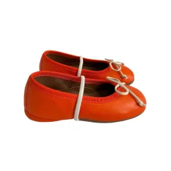 Darlyn Leather Ballet Slippers in Mandarin Red by PèPè