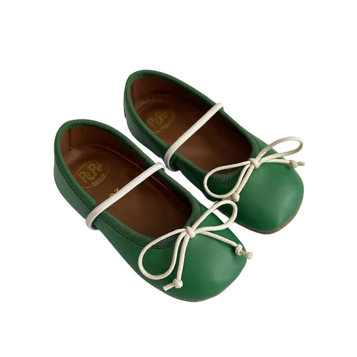 Darlyn Leather Ballet Slippers in Heritage Green by PèPè