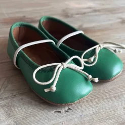 Darlyn Leather Ballet Slippers in Heritage Green by PèPè