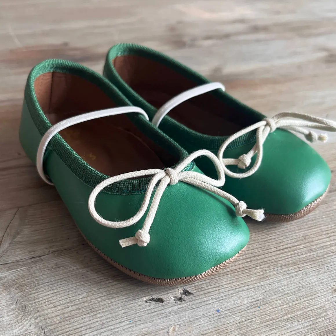 Darlyn Leather Ballet Slippers in Heritage Green by PèPè