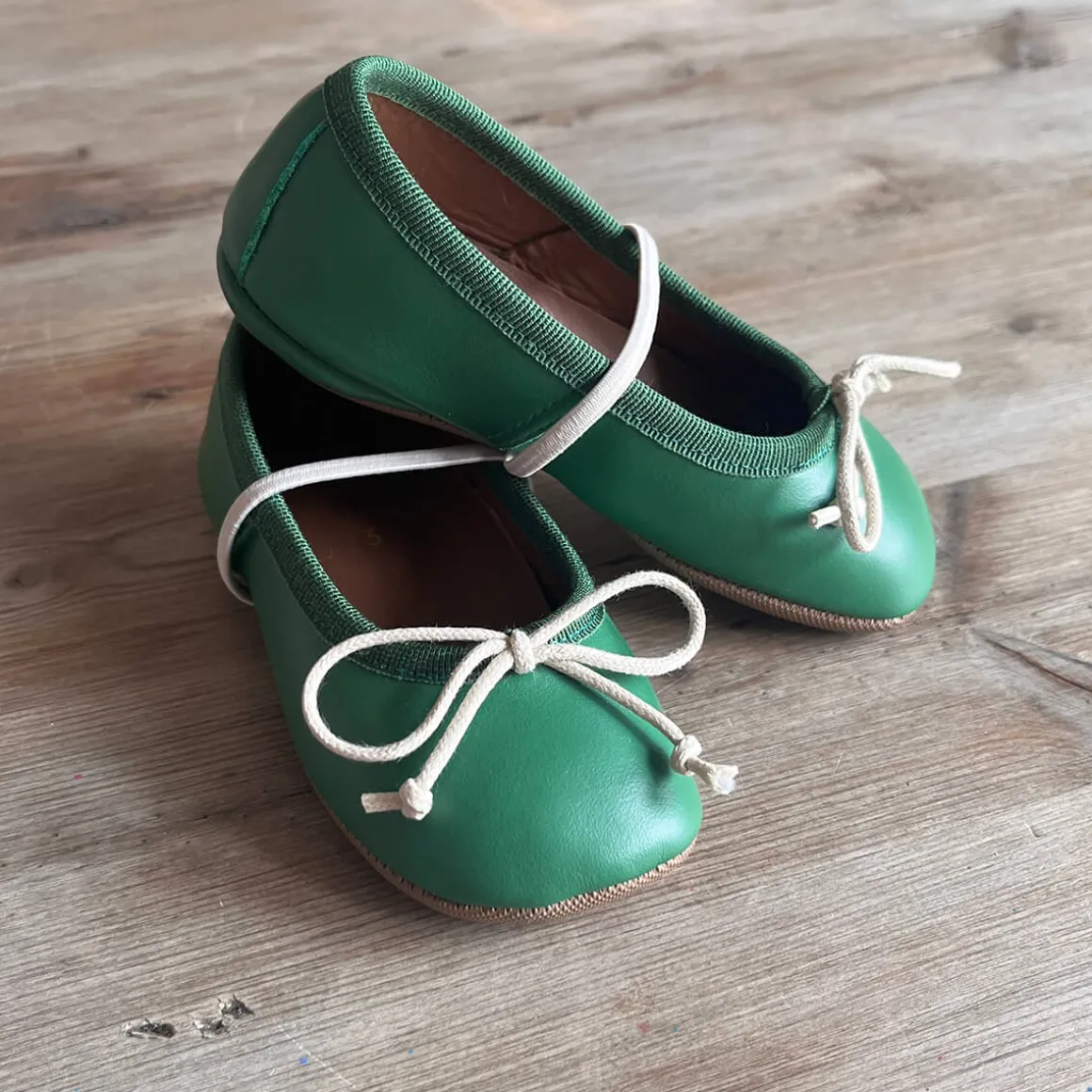 Darlyn Leather Ballet Slippers in Heritage Green by PèPè