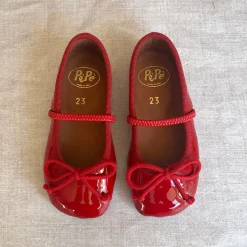 Darlyn Patent Leather Ballet Slippers in Red by PèPè