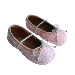 Darlyn Sequin Ballet Slippers in Nude Paillettes by PèPè