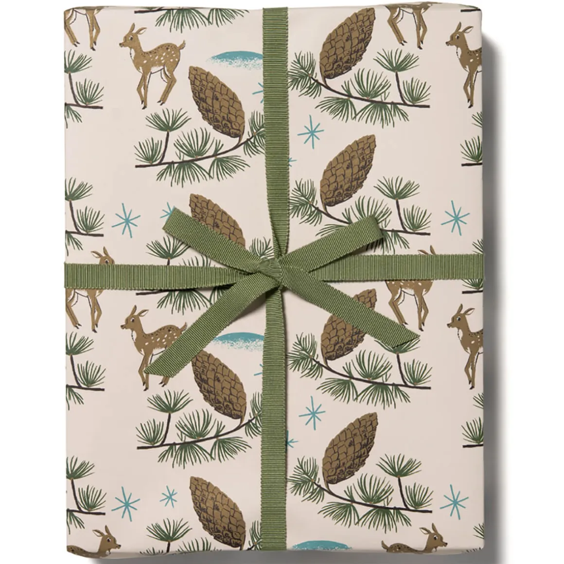 Deer And Pine Cones Christmas Gift Wrap (3 Sheets Pack) By Red Cap Cards