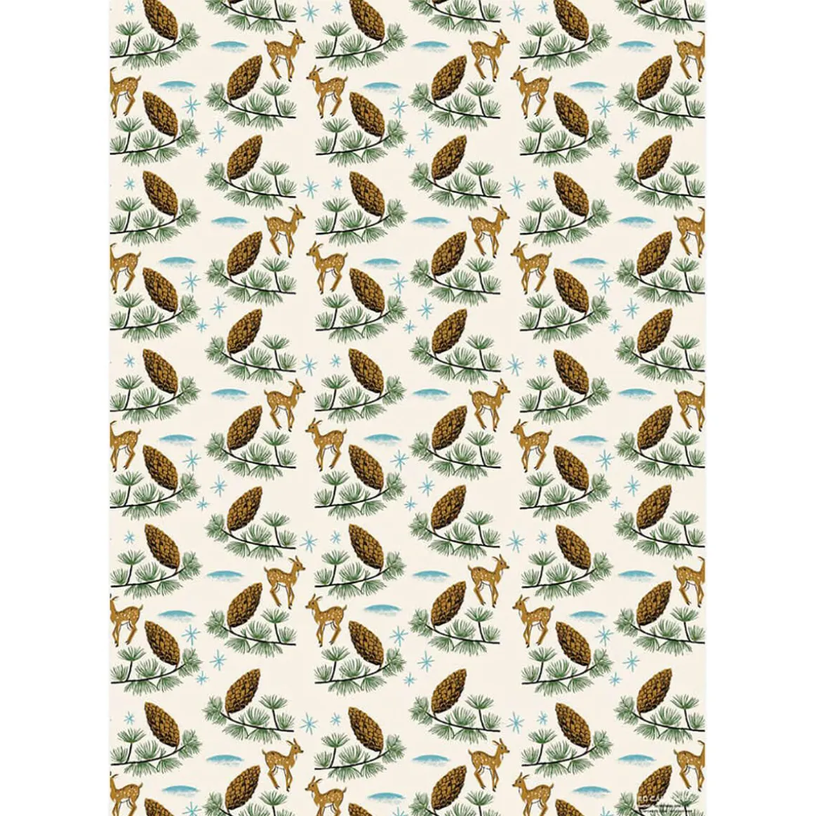 Deer And Pine Cones Christmas Gift Wrap (3 Sheets Pack) By Red Cap Cards