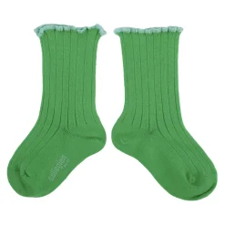 Delphine Lettuce Trim Ribbed Ankle Socks in Vert Jackpot by Collegien